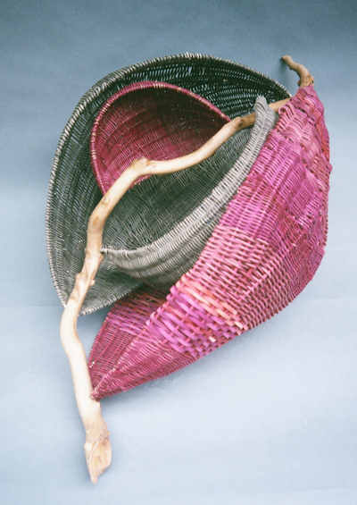 complex nested basket with an arbutus handle
