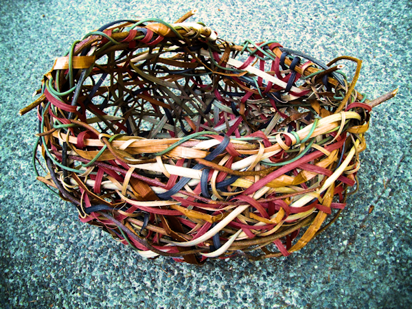 random basket made with cedar and kiwi vine